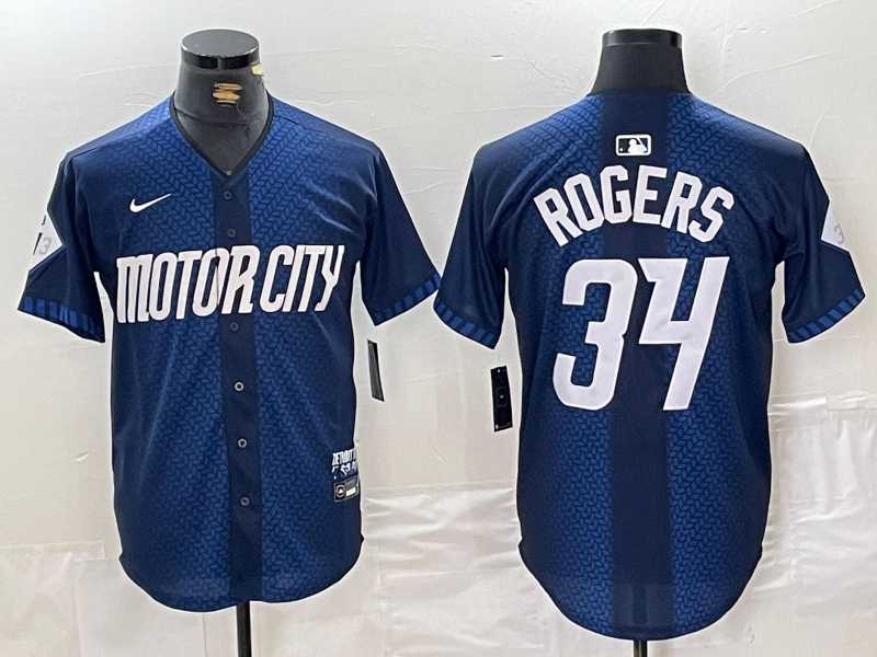 Mens Detroit Tigers #34 Jake Rogers 2024 Navy City Connect Cool Base Limited Stitched Jersey